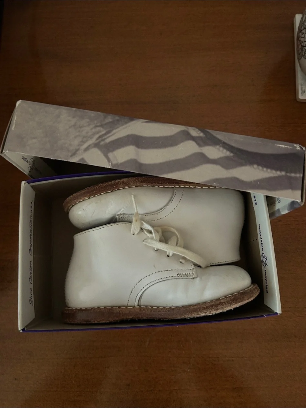 Children’s Vintage White Leather Lace-Up Casual Shoes